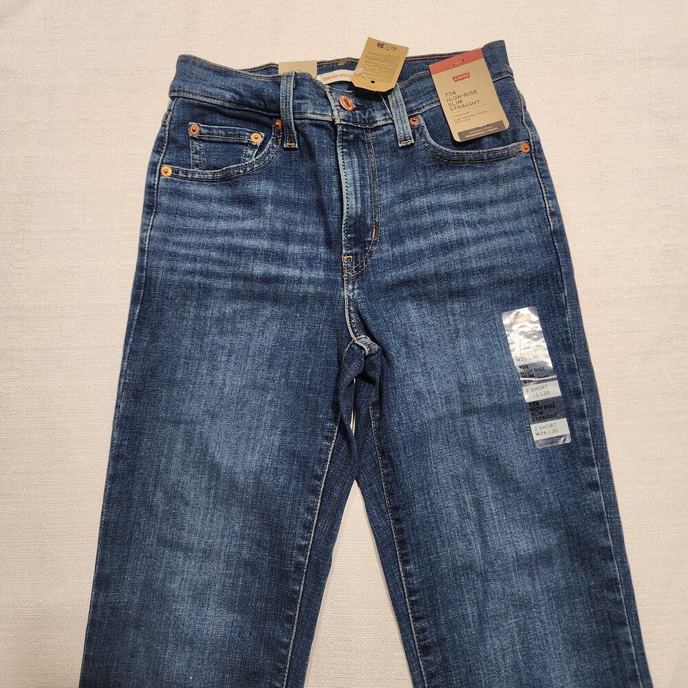 Levi's 724 high rise slim straight jeans size 2 short L26''xW30'' women's - Picture 6 of 8